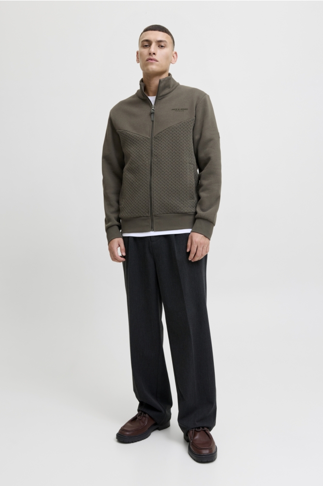 JPRBLUFRANKIE SWEAT ZIP HIGH NECK 12275675 Black Olive